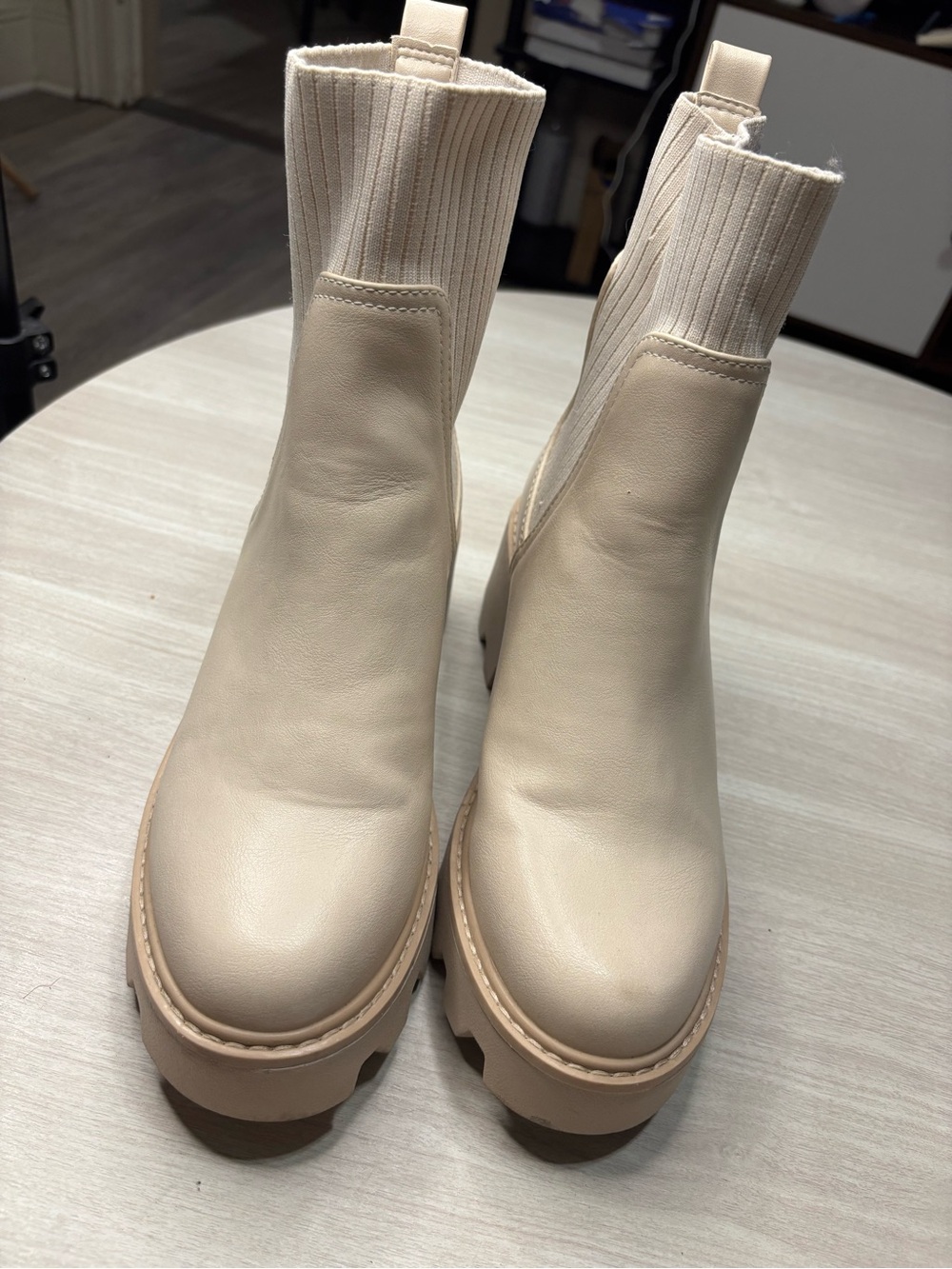 DV Dolce Vita Villa Chelsea Lug Sole Booties | Bone/Cream | Women’s Size 8